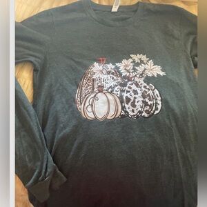 Bella Canvas FALL Leopard Pumpkins long sleeve t-shirt size small